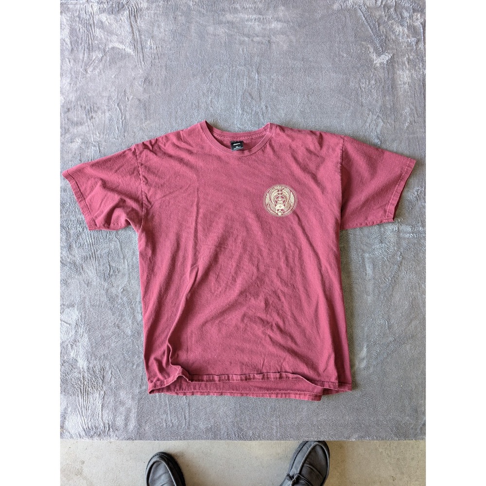 Obey Mens XL Burgundy Graphic T-Shirt Skull Wing Logo Streetwear Shepard Fairey